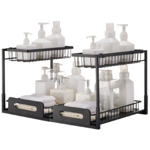 2-Tier Pull Out Cabinet Organiser | Under Sink Storage Drawer Shelf Kitchen & Bathroom