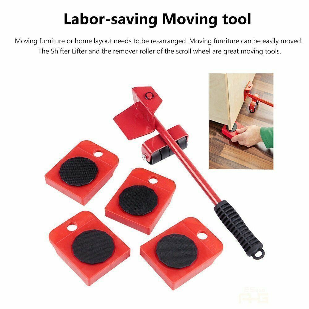 5PCS Heavy Duty Furniture Lifter & Shifter Set with Wheels for Easy Moving - Image 9