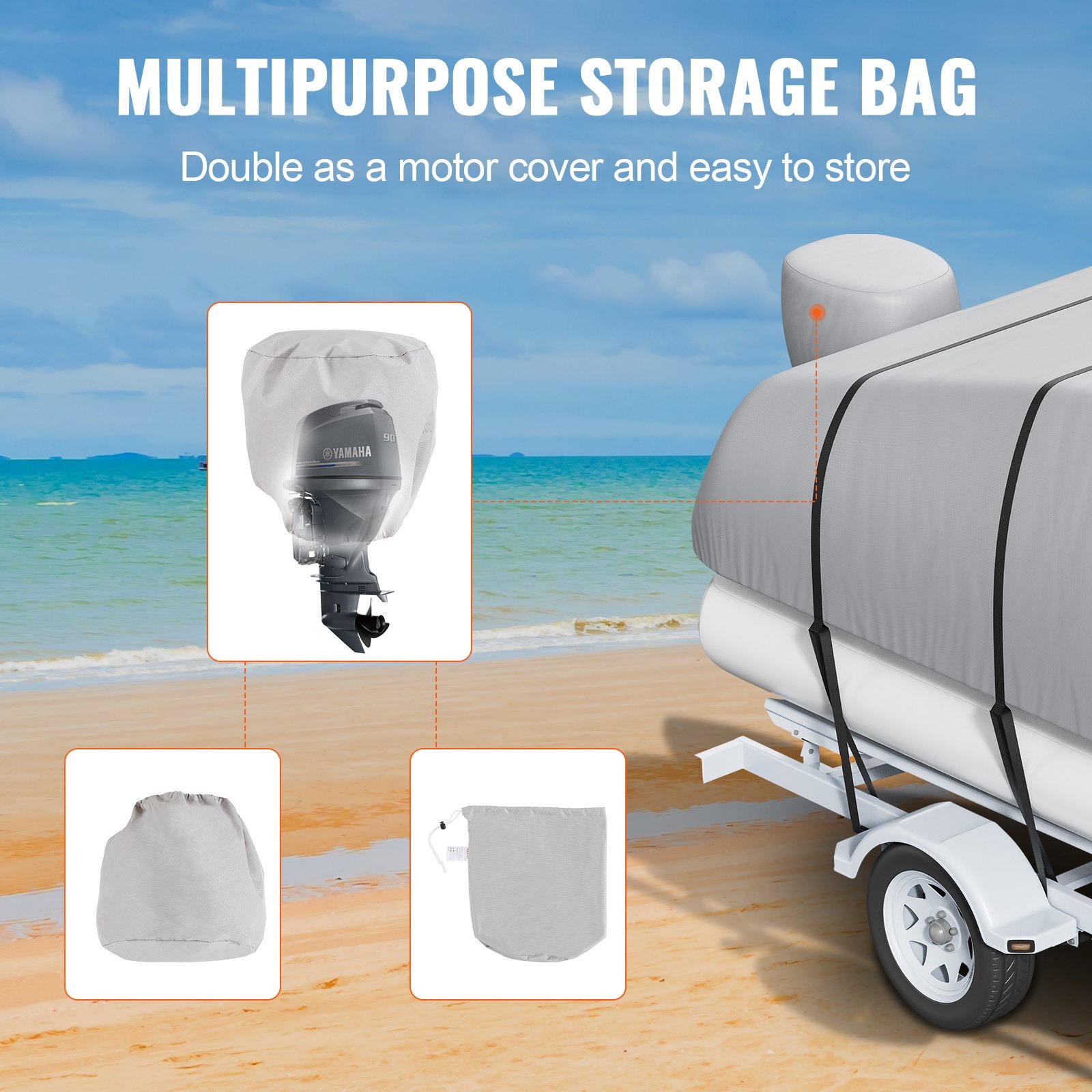 800D Waterproof Pontoon Boat Cover 19–20ft UV Resistant Heavy Duty - Image 4