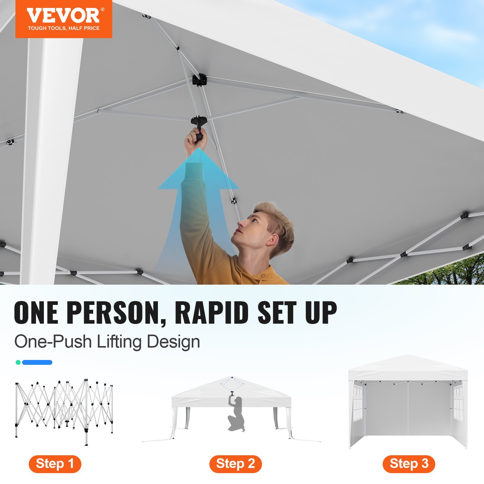 Pop Up Canopy, VEVOR 10x10 ft Pop-Up Canopy Tent with UPF 50+ Protection and Adjustable Height - Image 5