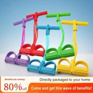 Foot Pedal Resistance Rope, Heavy-Duty Yoga, Sit-Up, Pull-Up Band for Home Strength Training