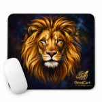 OmnicartGlobal Cosmic Lion Mouse Pad with Stitched Edges - Non-Slip Rubber Base