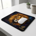 OmnicartGlobal Cosmic Lion Mouse Pad with Stitched Edges - Non-Slip Rubber Base - Image 2