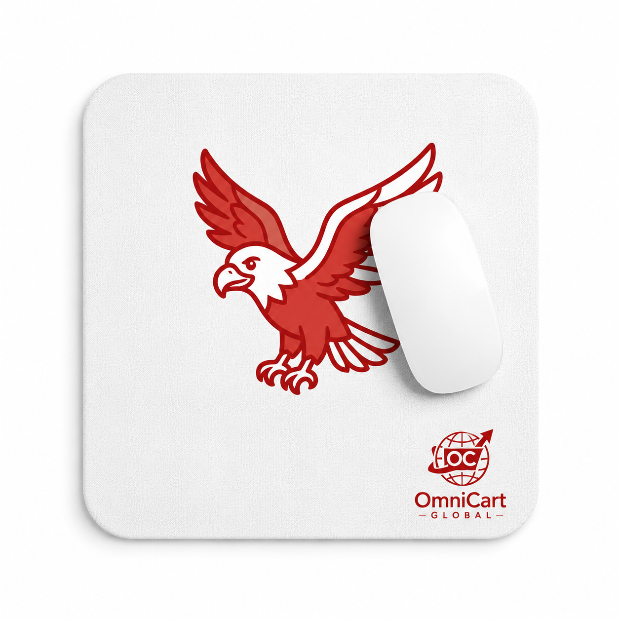 OmnicartGlobal Minimalist Red Eagle Mouse Pad Image 1 OmnicartGlobal Minimalist Red Eagle Mouse Pad - Textured White Non-Slip Mat - Image 1