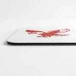 OmnicartGlobal Minimalist Red Eagle Mouse Pad - Textured White Non-Slip Mat - Image 4