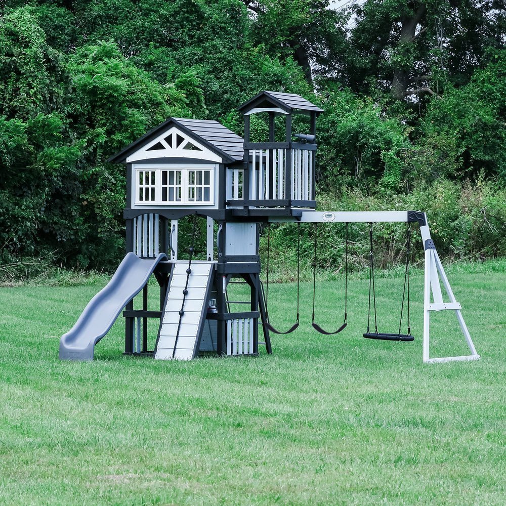 2300262-WHISPERING-HERO.jpg Whispering Point Outdoor Wooden Swing Set with Shipping & Assembly Included - Image 1