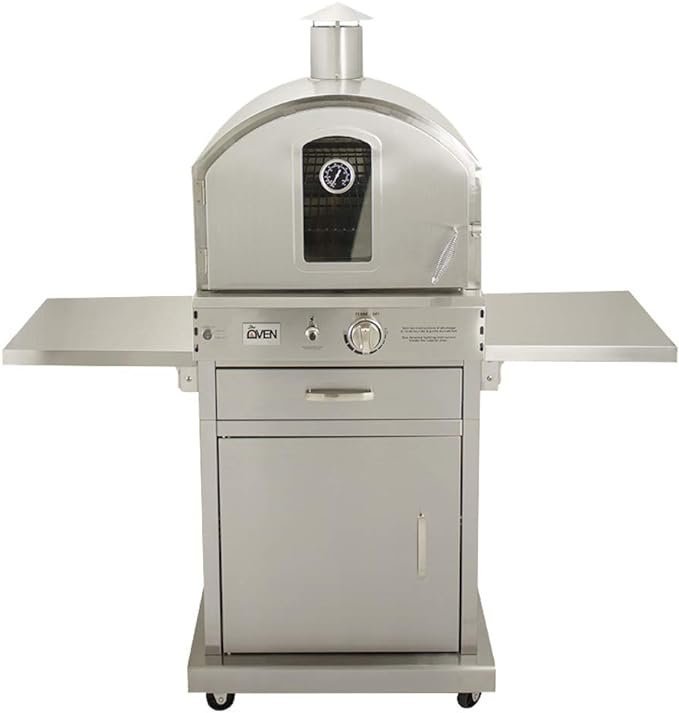 51PATDz6NdL._AC_SX679_.jpg Summerset 'The Oven' Outdoor Freestanding Large Capacity Gas Oven with Pizza Stone, Smoker Box and Mobile Cart, 304 Stainless Steel Construction, Natural Gas - Image 1