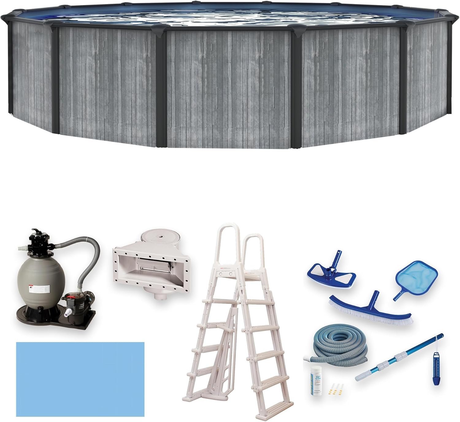 71LstggARdL._AC_SL1500_.jpg Blue Wave San Pedro 24-ft Round 52-in Deep 6-in Top Rail Above Ground Steel Wall Swimming Pool - Image 1