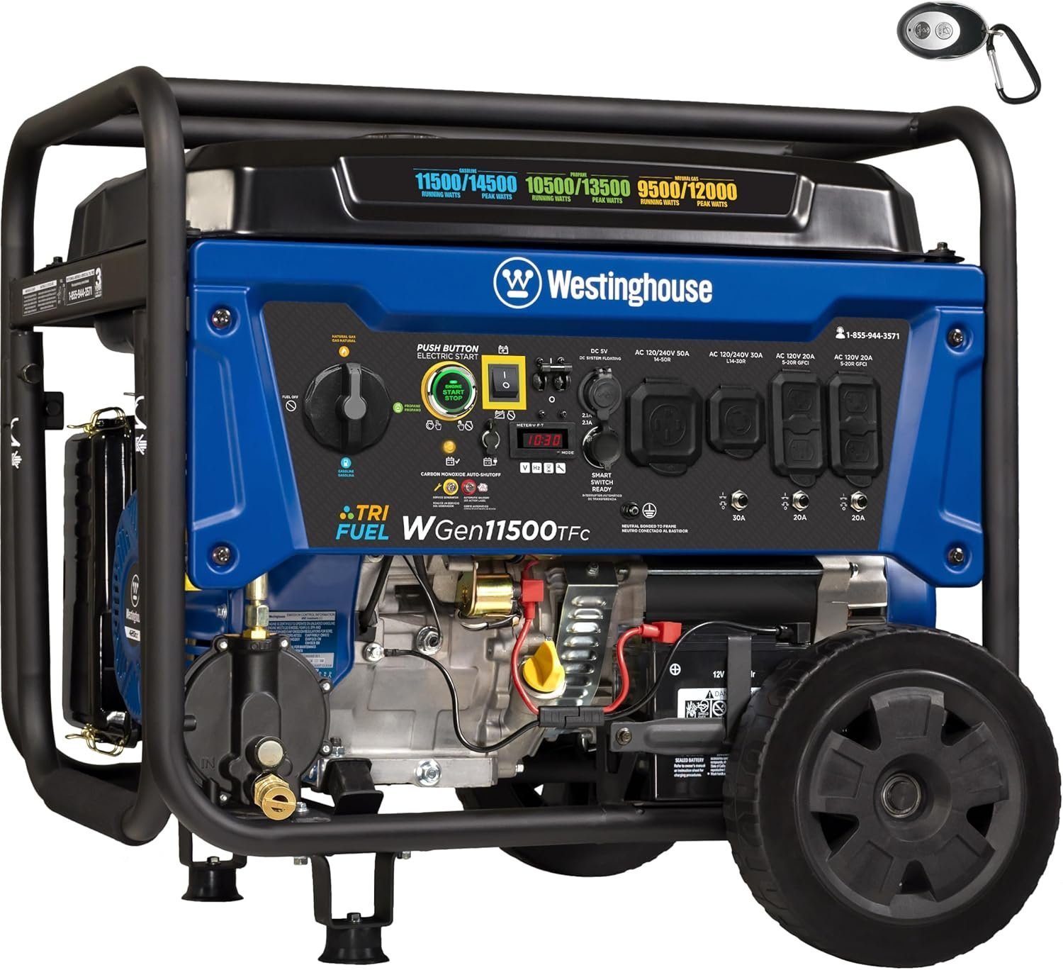 81OzhiB6TJL._AC_SL1500_.jpg Westinghouse 14,500 Watt Tri-Fuel Portable Generator - Image 1