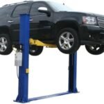 ATLAS Automotive Equipment 9KBPX 2-Post Lift/Hoist, Baseplate Style, 9'6" Minimum Ceiling Height, 9,000lb Capacity, Symmetric Arms, Dual Hydraulic Chain Drive Cylinders, for Low Ceiling Home Use