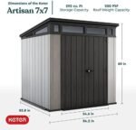 Keter Outdoor Storage Shed, for House, Patio & Yard, Plastic Resin, Artisan, 7x7 Ft, Gray - Image 9