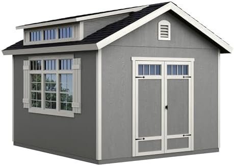 B09P47M7D4-0-1756077586318.jpg Handy Home Products Windemere 10x12 Do-it-Yourself Wooden Storage Shed with Floor, Beige - Image 1