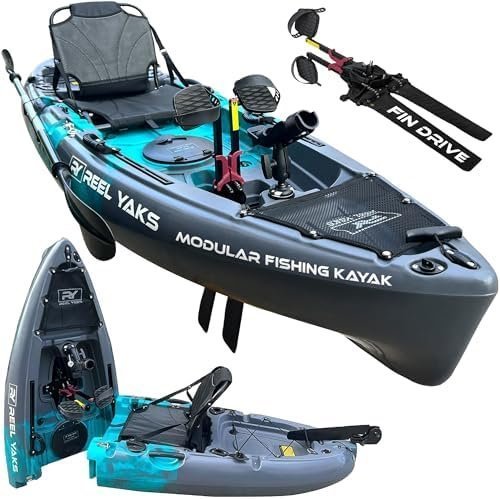 B0BZNBQQXP-0-1755896187413.jpg Reel Yaks Raptor Modular Fishing Kayak - 9.5ft Lightweight Sit On Top Kayak for Adults & Youth - Stable & Portable, Ideal Space-Saving Design for Travel - 380lbs Capacity - Image 1