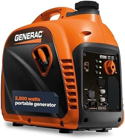 B0C2VWW7Q8-0-1755717740194.jpg Generac 8251 GP2500i 2,500-Watt Gas Powered Portable Inverter Generator - Compact and Lightweight Design - Produces Clean, Stable Power - COsense Technology - CARB Compliant - Orange/Black - Image 1
