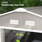Outsunny 11' x 13' Outdoor Storage Shed, Garden Tool Metal Shed with Foundation Kit, Double Lockable Door, Air Vents and Sloping Roof, for Backyard, Patio, Lawn, Light Gray - Image 9