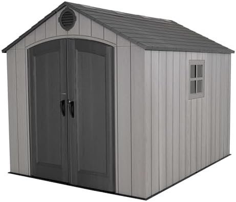 B0DWV642S9-0-1756079271302.jpg Lifetime Outdoor Storage Shed, 8 x 10 Foot, Gray - Image 1