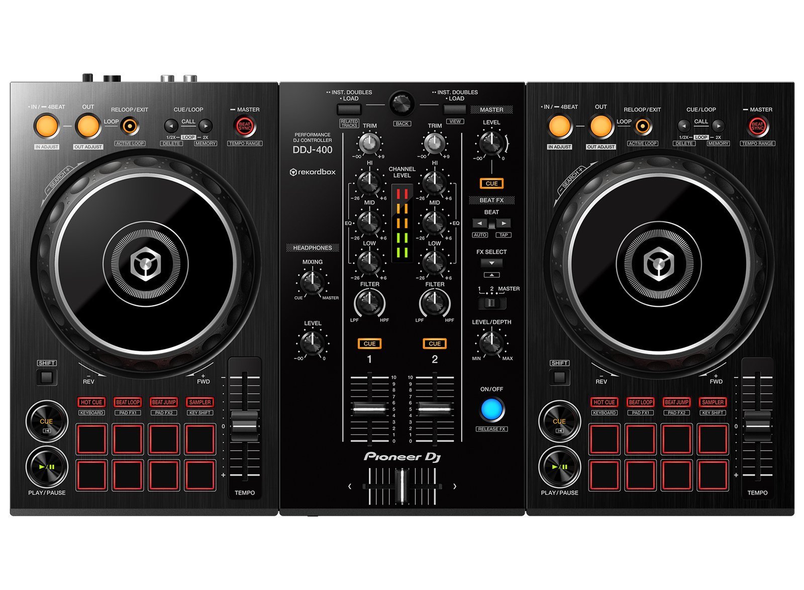 DDJ-400_CGI_top_1792x1316.jpg Pioneer DJ DDJ-400 2-Channel rekordbox DJ Controller - Image 1