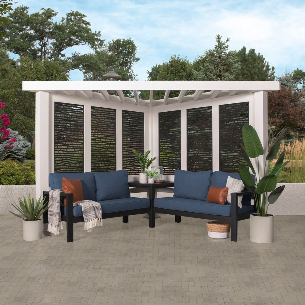 P1AModernWhiteIndigo.jpg Backyard Discovery Ridgedale Modern Steel Cabana Pergola - Image 1