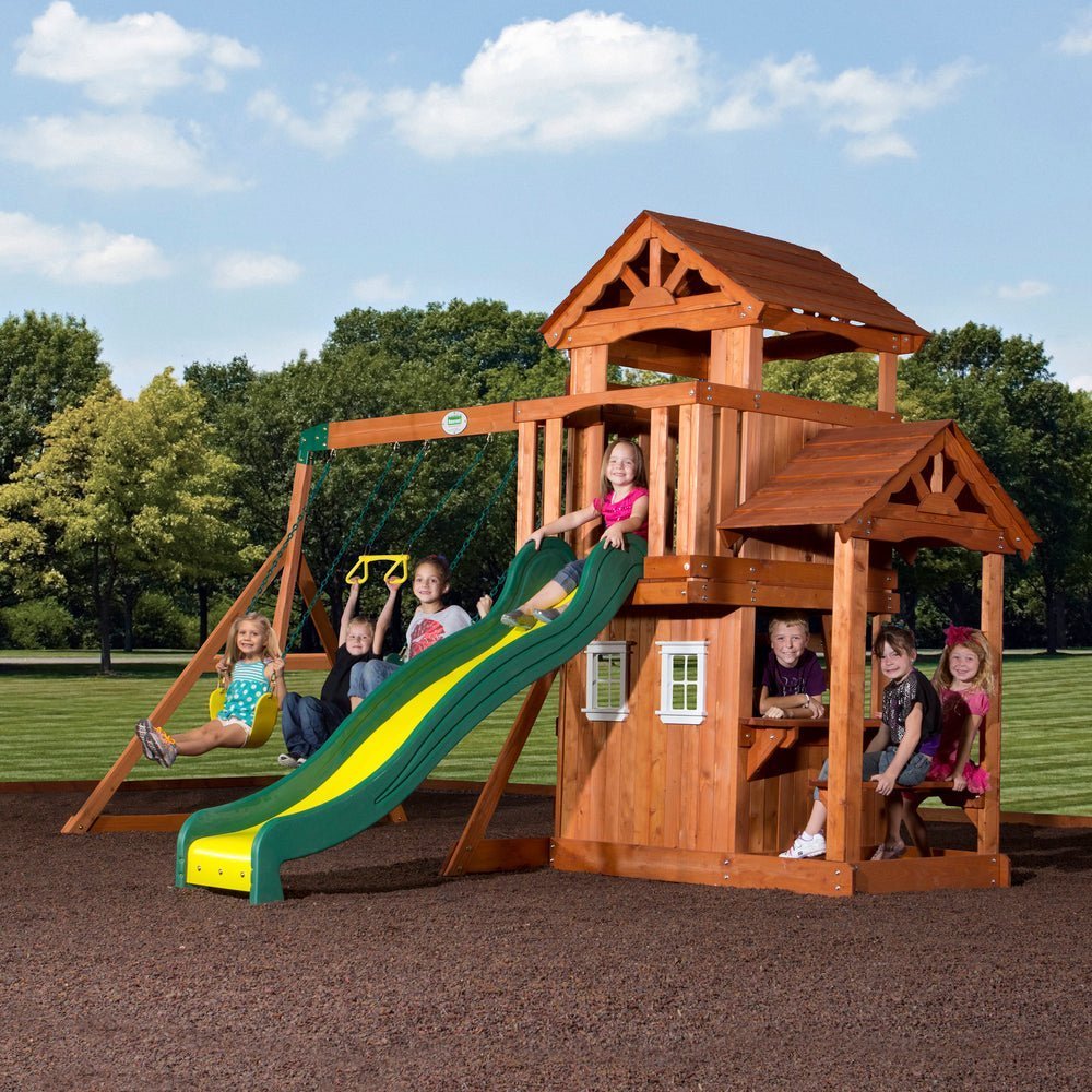 P1_TanglewoodSwingSetHero.jpg Backyard Discovery Tanglewood Cedar Wood Swing Set - Image 1