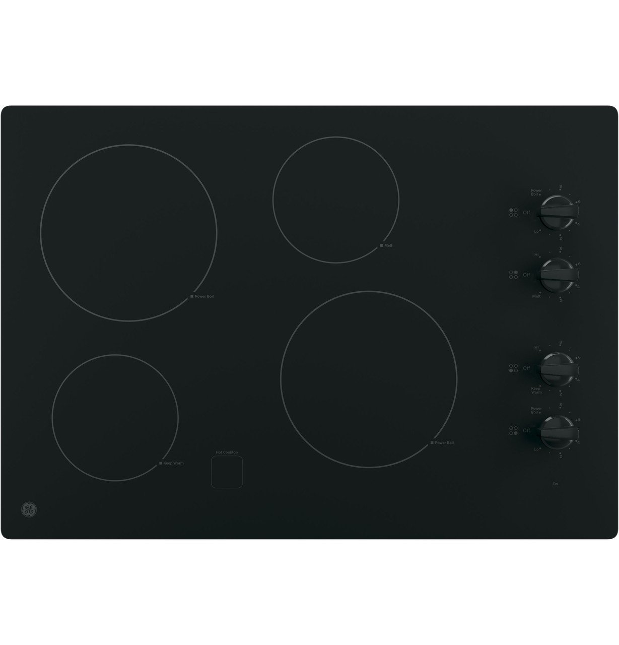d8f69b932fd410650334459e679443e0a0e70f15__80162.jpg GE 30" Built-In Knob Control Electric Cooktop JP3030DWBB - Image 1