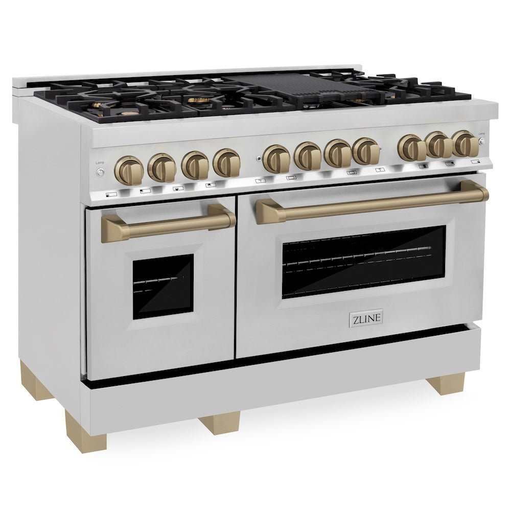 zline-autograph-edition-stainless-steel-dual-fuel-range-RAZ-48-CB-hero_8bb07ae1-0dce-48a0-a8dc-e01de1e8ce91.jpg ZLINE Autograph Edition 48" 6.0 cu. ft. Dual Fuel Range with Gas Stove and Electric Oven Stainless Steel Accents - Image 1